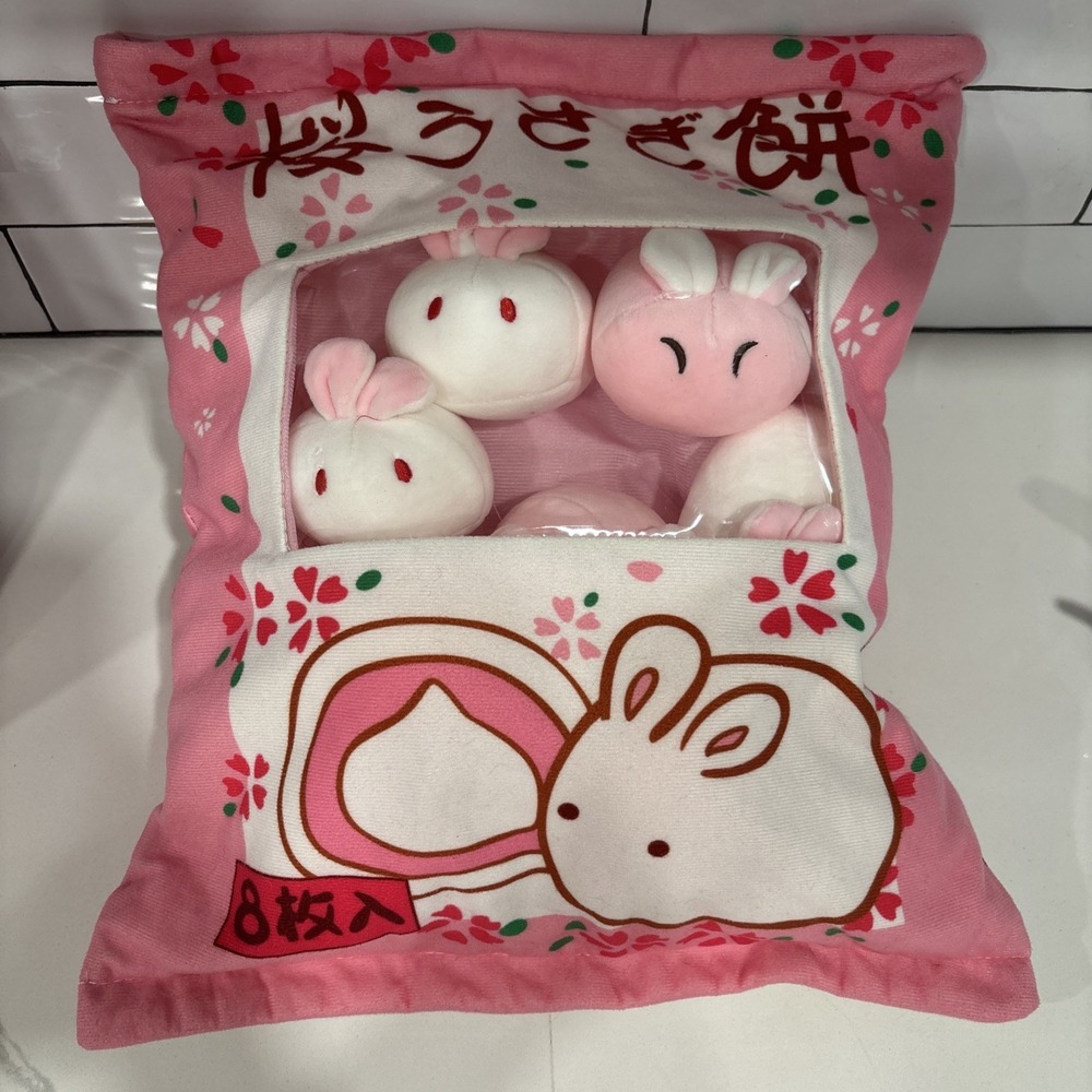 Pink Bunny Rabbit Pillow Cushion Decor Kawaii Cute Throw Plushies Animal Toys